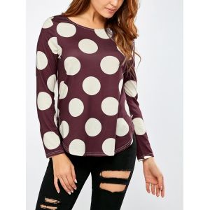 

Polka Dot High Low Hem T-Shirt, Colormix