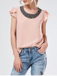 Perlé Volants Chemisier en mousseline -  