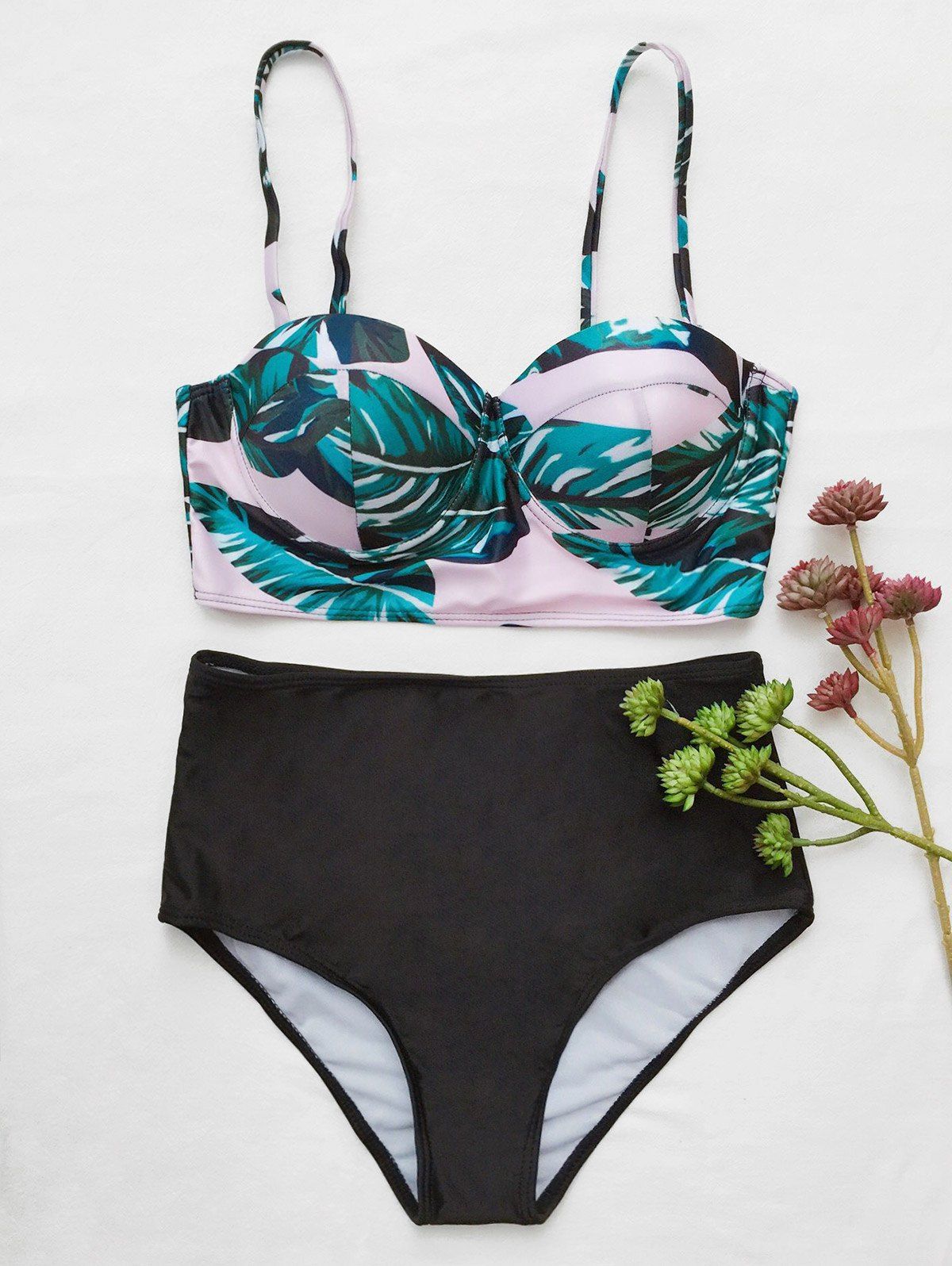[6% OFF] Cami Tropical Print Push Up Bikini Set | Rosegal
