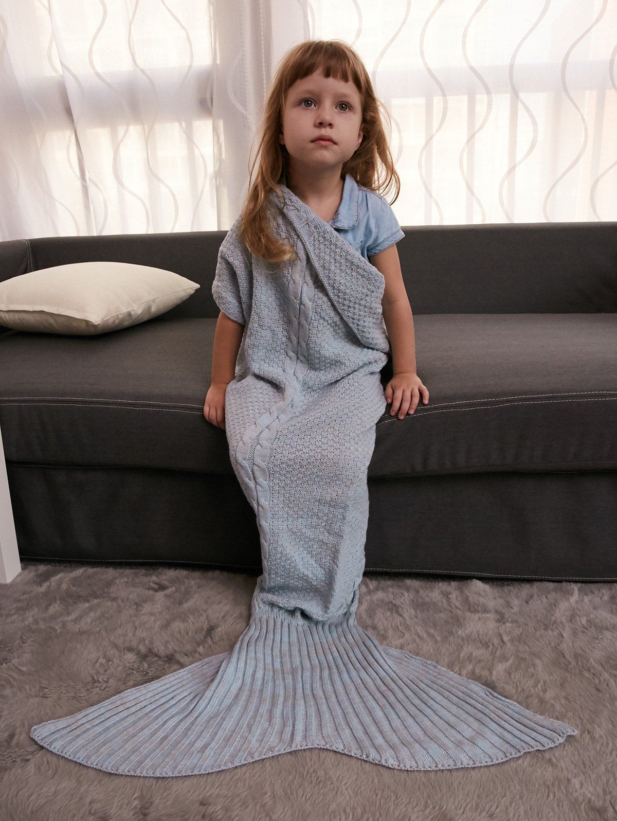 Latest Keep Warm Crochet Knitting Mermaid Tail Style Blanket For Kids  