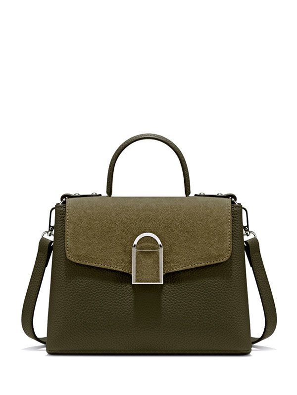 [42% OFF] Flapped Suede Panel Textured Handbag | Rosegal