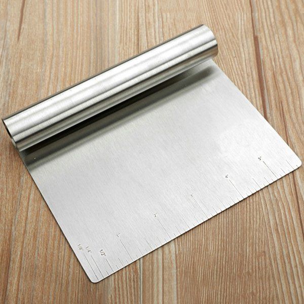 

Stainless Steel Inch Scale Pastry Chopper Baking Dough Scraper, Silver