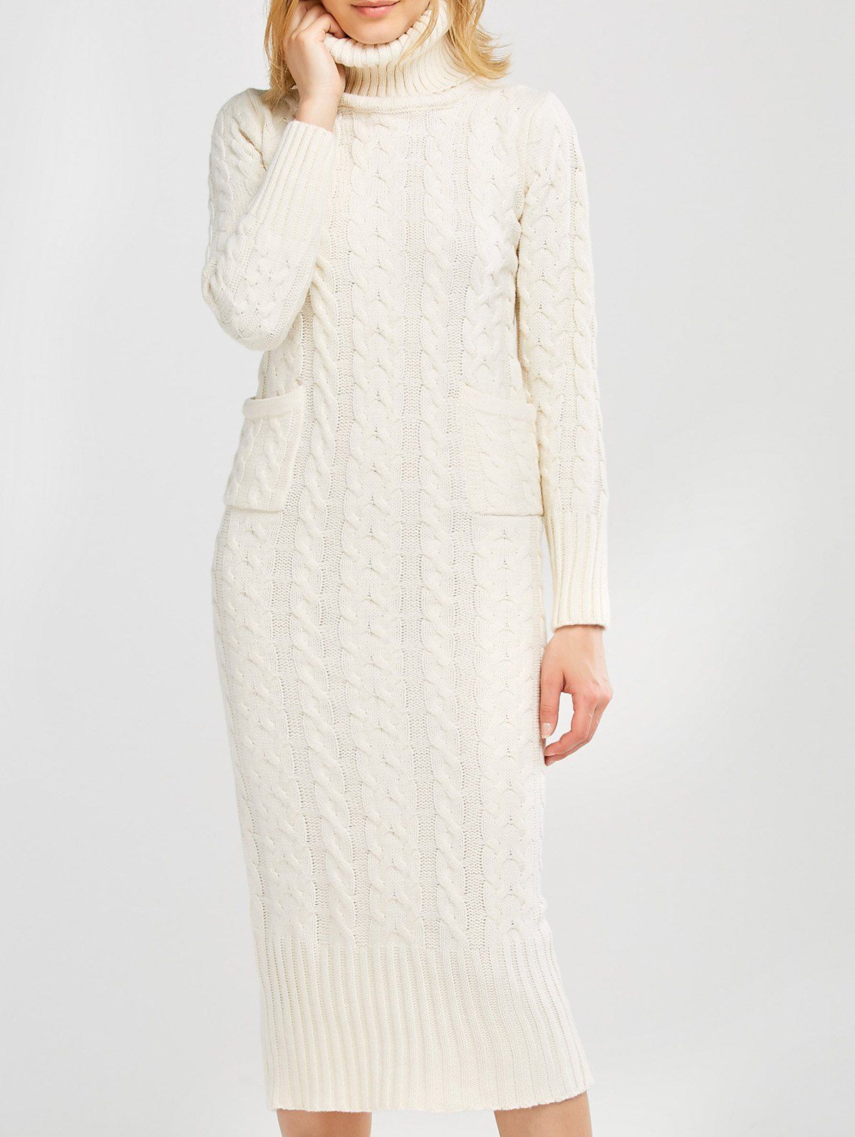 Polo Ralph Lauren Cable-Knit Wool-Blend Turtleneck Midi Dress