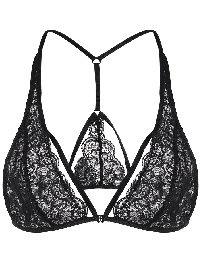 [8% OFF] Strappy Crossover Lace Panel Bra | Rosegal