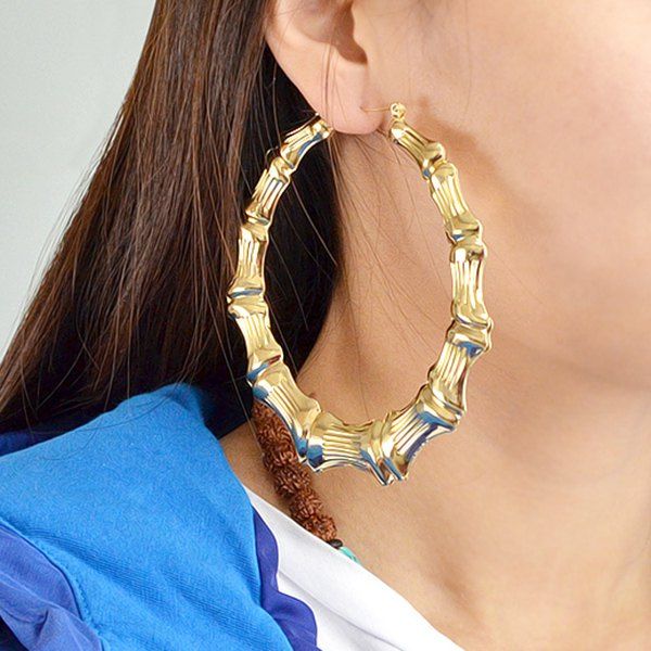 

Bamboo Statement Hoop Earrings, Golden