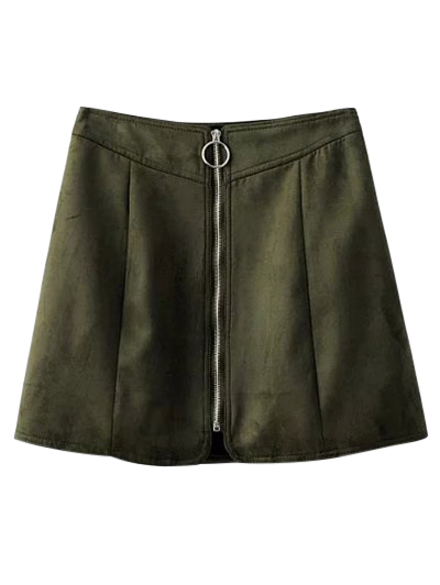 Fancy Zippered Suede Mini Skirt  