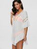 2019 pompon see through crochet tunic beach cover up