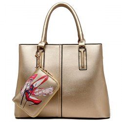 Stitching Handbag with Small Wallet