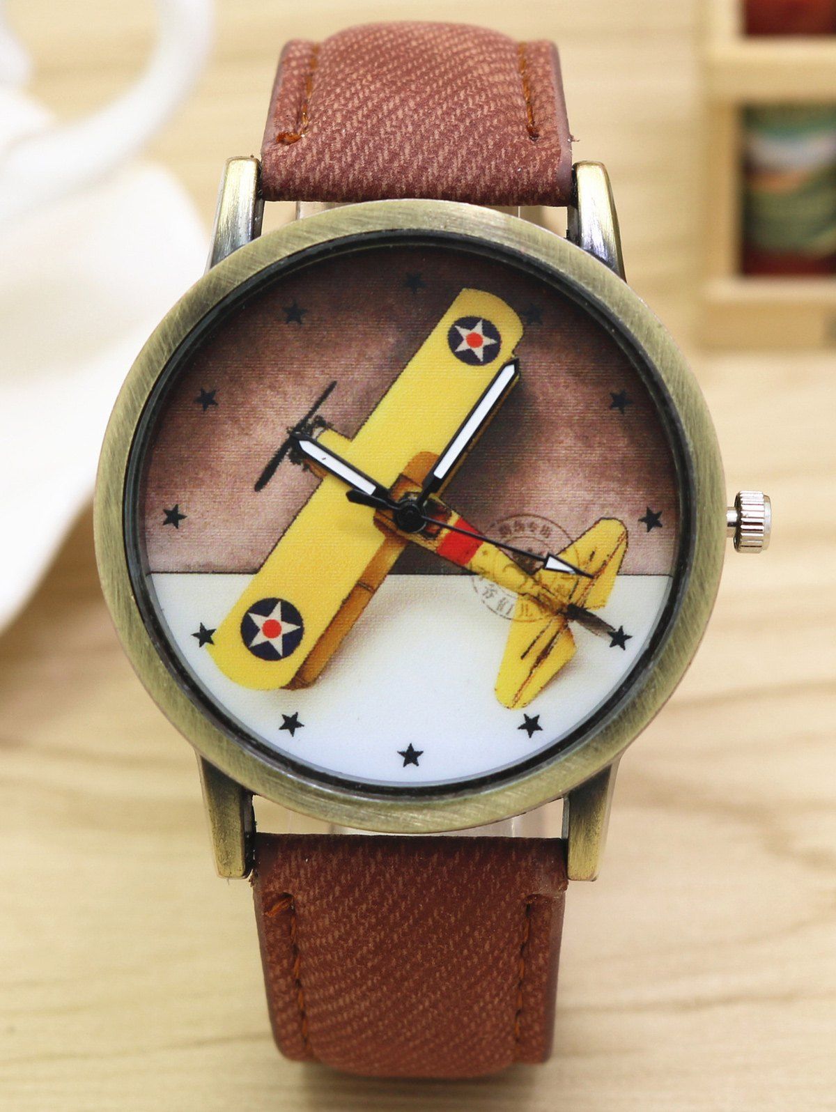 

Cartoon Airplane Quartz Watch, Coffee