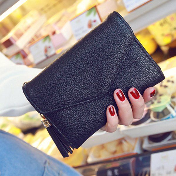 Portefeuille petit texturé frangé avec enveloppe  