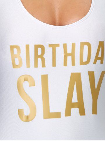 Letter Unlined One Piece Swimsuit