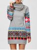 Tribal Print Long Sleeve Sheath Dress -  