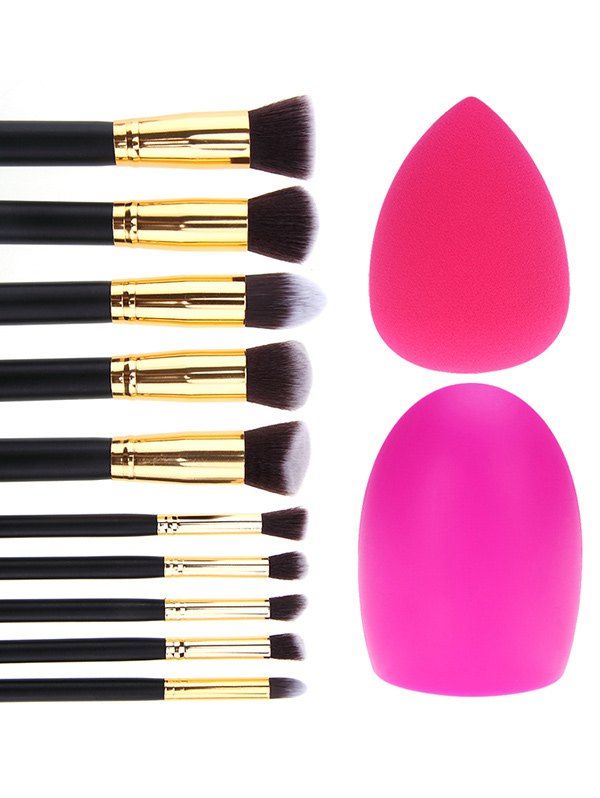 

10 Pcs Makeup Brushes Set + Brush Egg + Makeup Sponge, Black