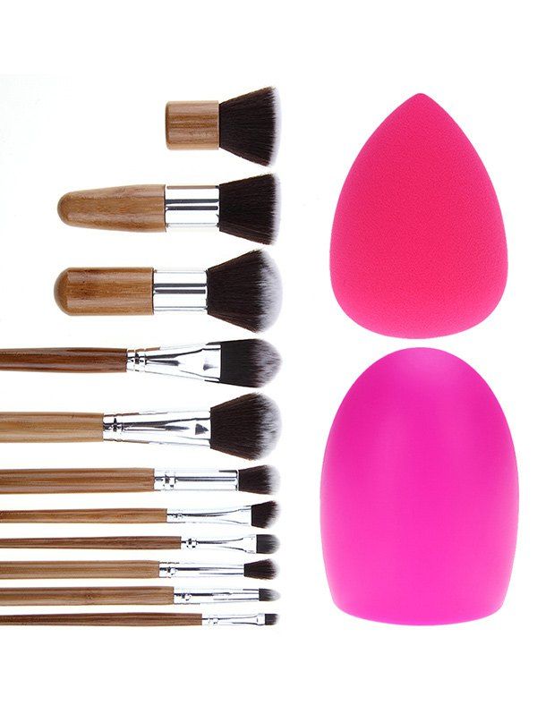 

11 Pcs Makeup Brushes Set + Brush Egg + Makeup Sponge, Silver