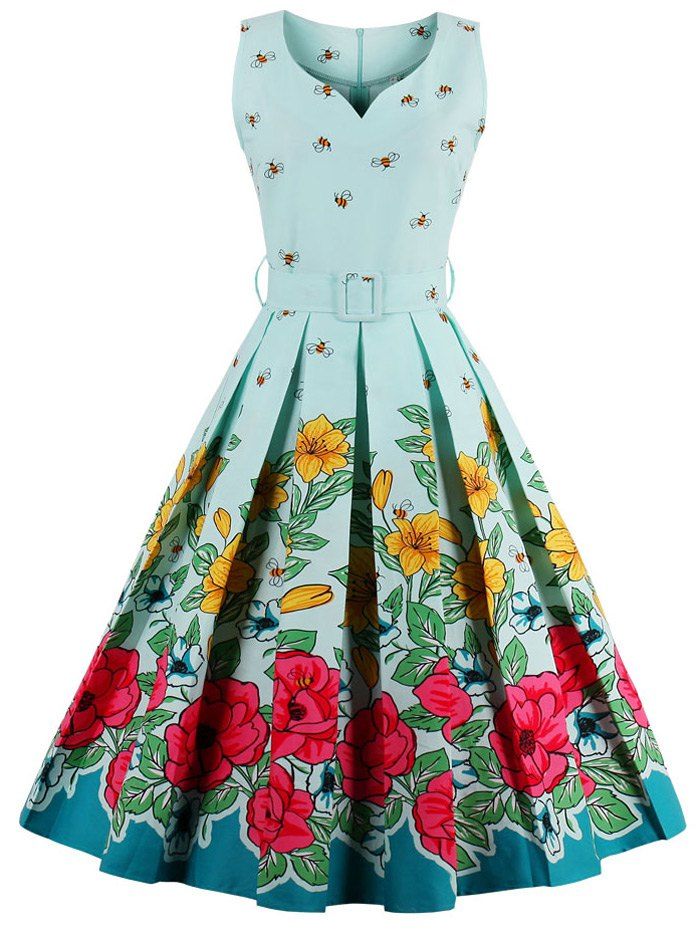 [34% OFF] Midi Floral Print Pin Up Dress | Rosegal