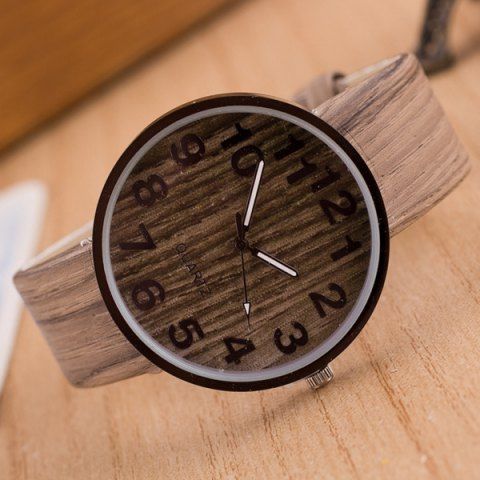 Firstgrabber Faux Leather Wood Grain Watch
