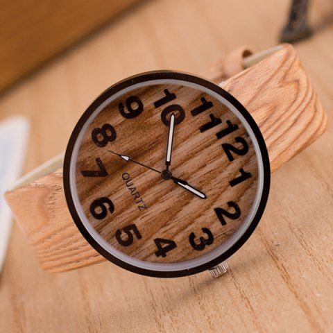 Firstgrabber Faux Leather Wood Grain Watch
