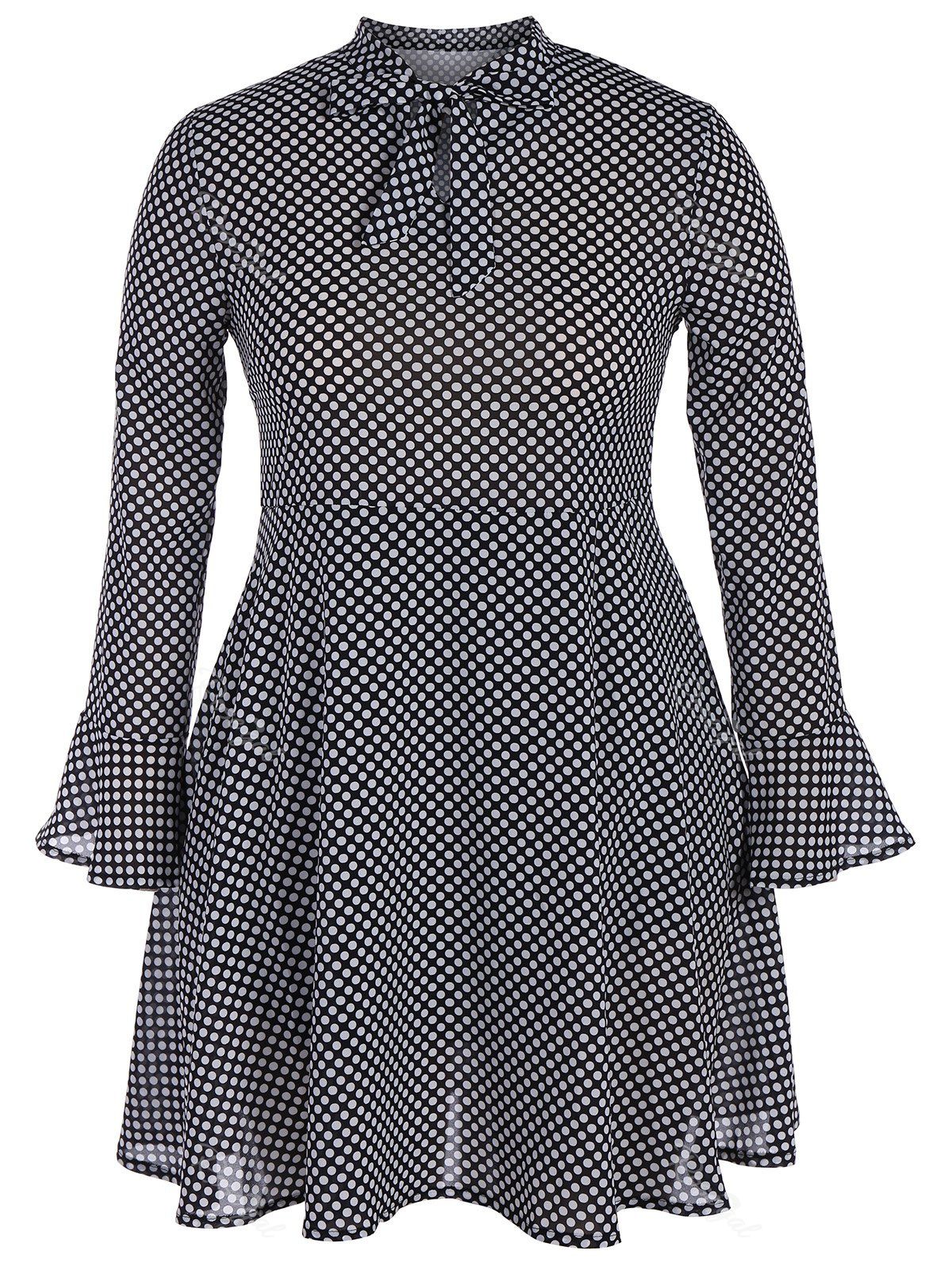 [48% OFF] Polka Dot Chiffon Plus Size Skater Dress | Rosegal