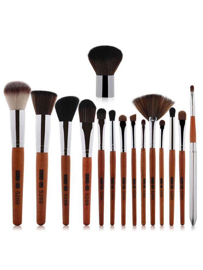 

15 Pcs Nylon Makeup Brushes Set, Silver