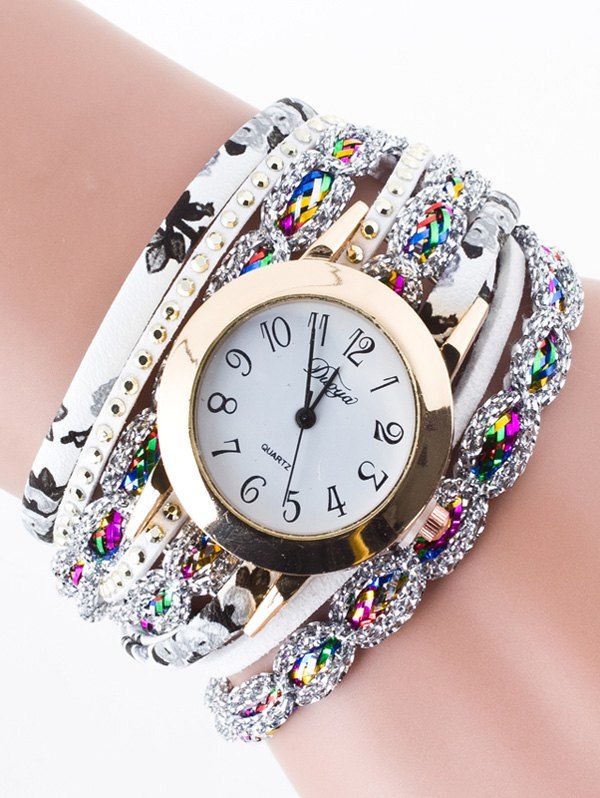 [16 OFF] Rhinestone Wrap Bracelet Watch Rosegal