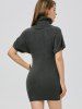 Turtleneck Bodycon Mini Short Sleeve Jumper Dress -  