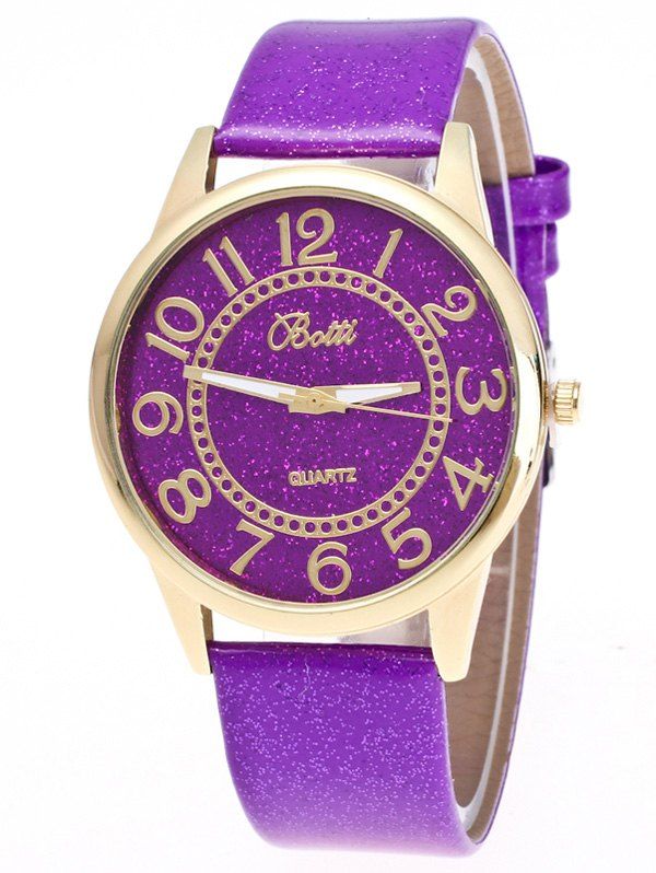 

Faux Leather Glitter Number Watch, Purple