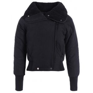 Zip Shearling Panel Cropped Padded Jacket