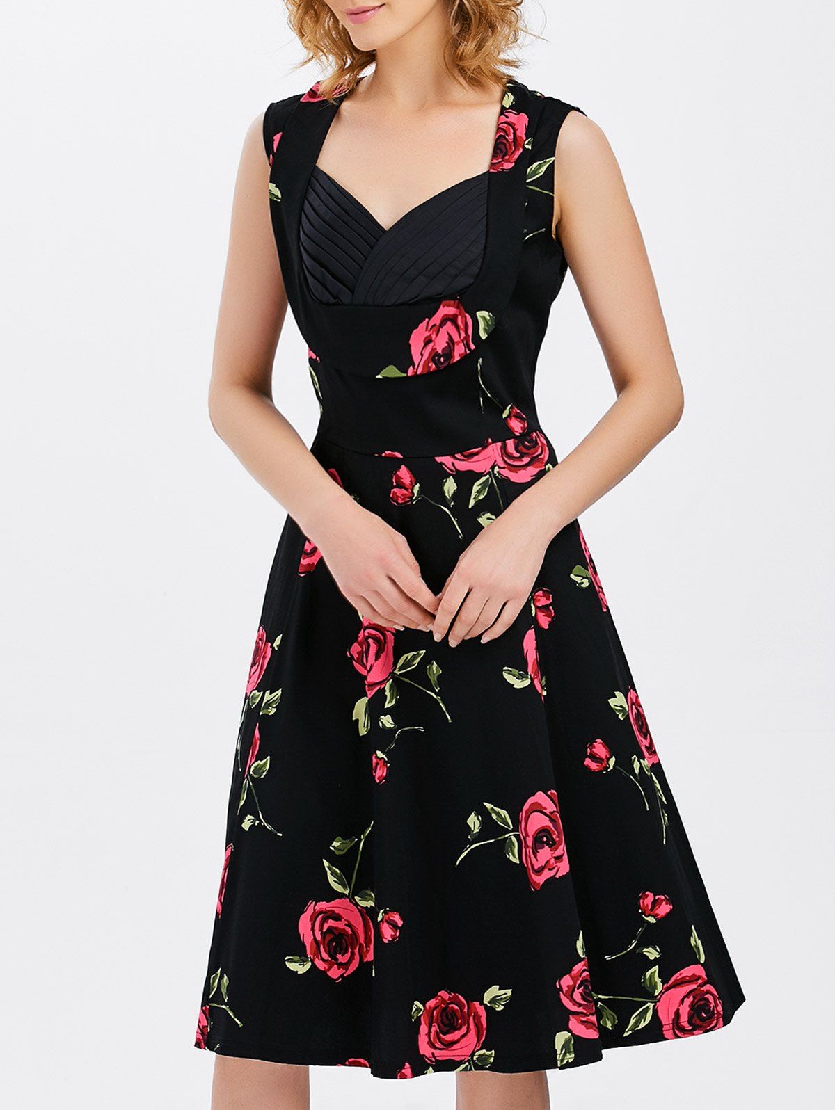 Vestido negro estampado Clearance