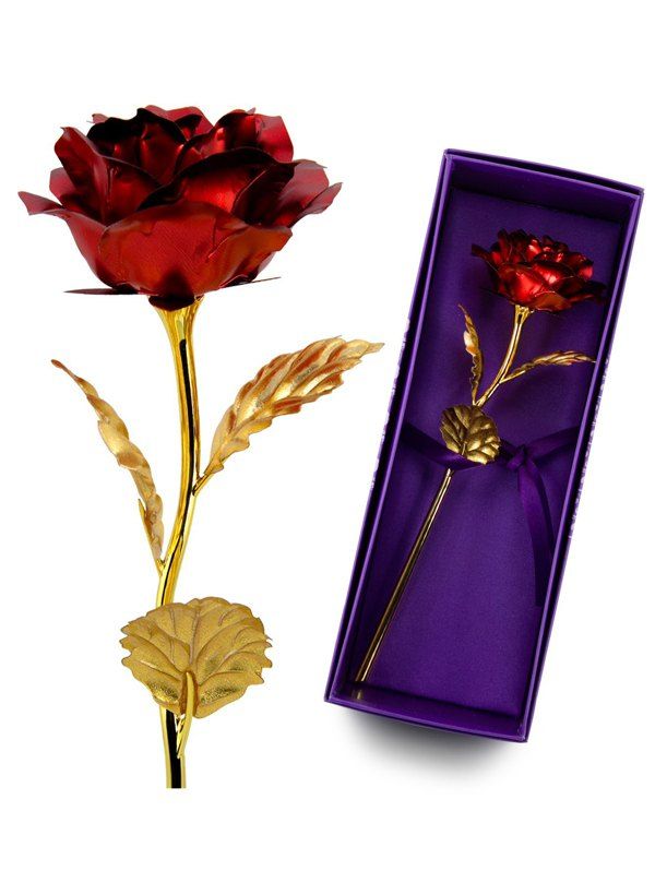 

1PCS Gold Plated Rose Flower Birthday Gift, Red