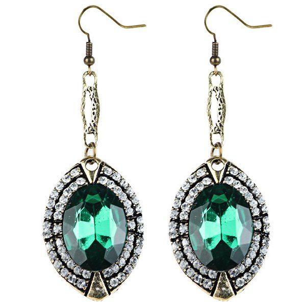 [26 OFF] Faux Emerald Drop Earrings Rosegal