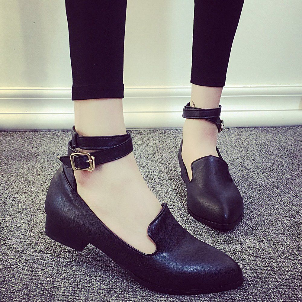 ankle strap flats closed toe