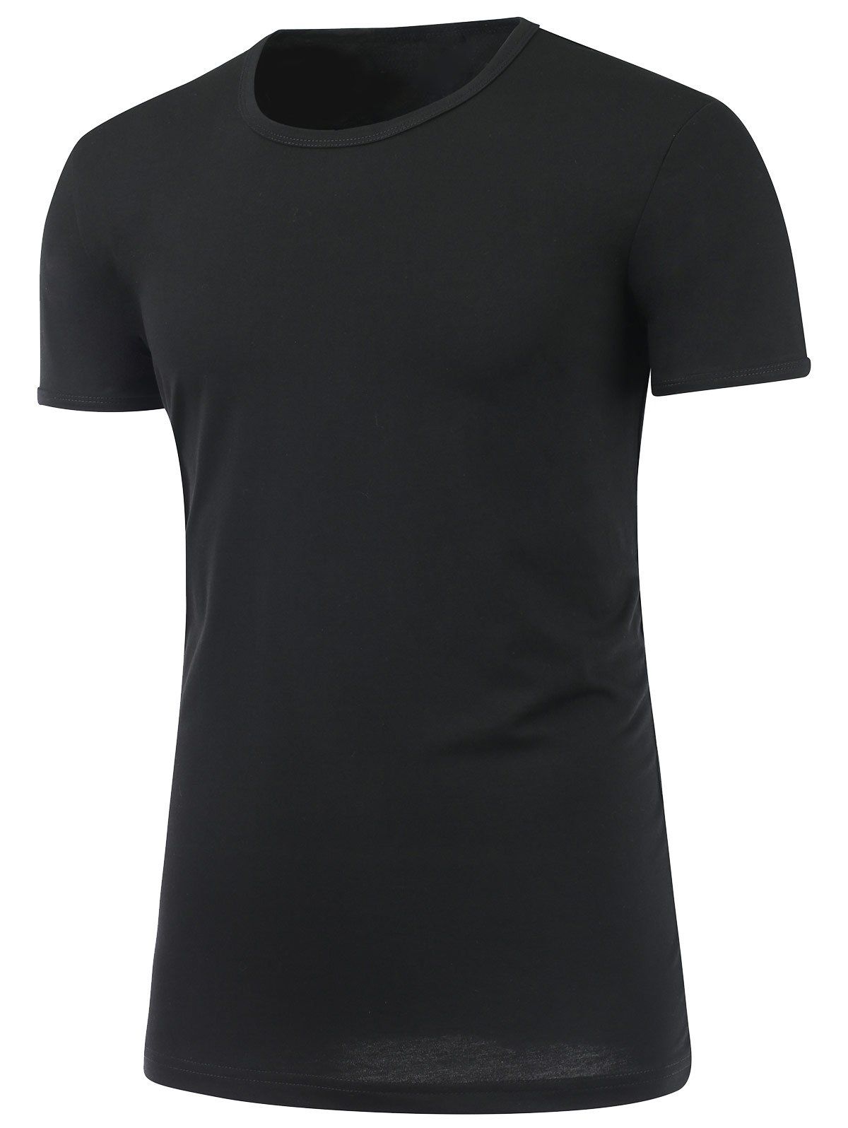 

Short Sleeve Plain Round Neck T Shirt, Black