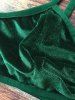 High Waisted Lace Hem Velvet Bra Suit -  