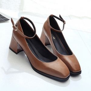 Mid Heel Ankle Strap Pumps