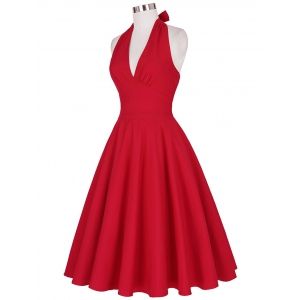 red 2xl halter low back plunge work christmas party dress red 2xl halter low back plunge work christmas party dress