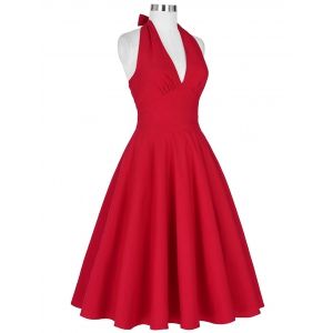 red 2xl halter low back plunge work christmas party dress red 2xl halter low back plunge work christmas party dress