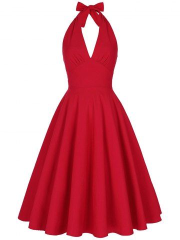 red 2xl halter low back plunge work christmas party dress red 2xl halter low back plunge work christmas party dress