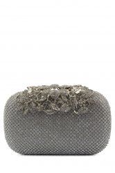 Rhinestone Trimming Metal Leaves Evening Bag