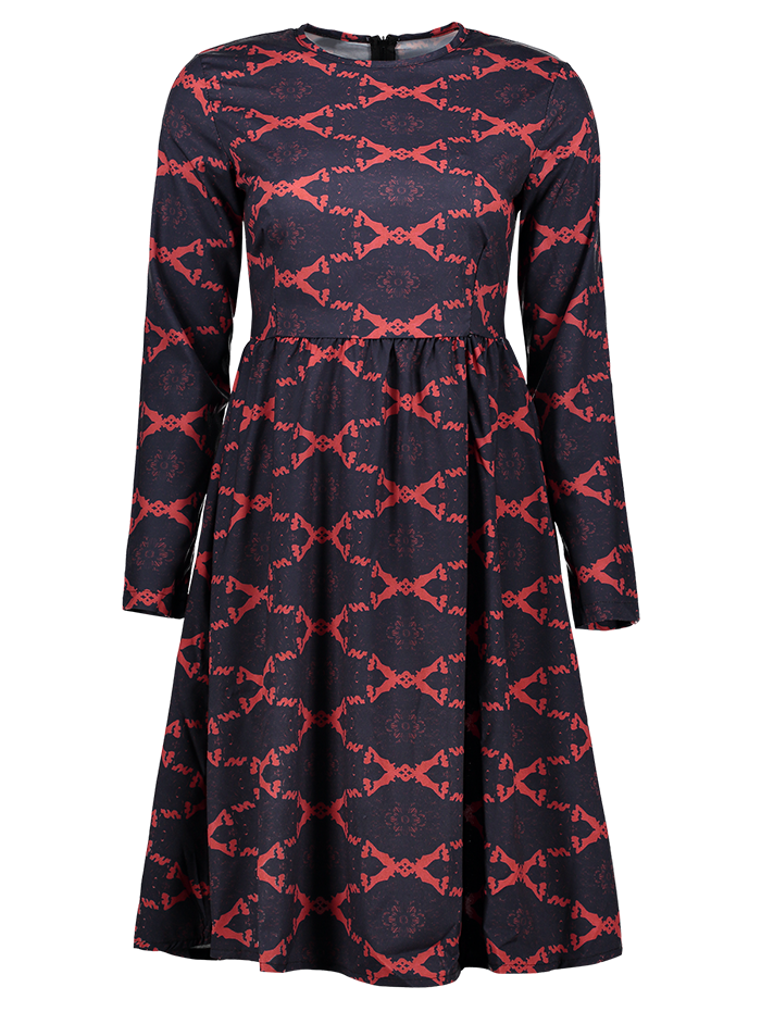 

Argyle Fit and Flare Dress, Red