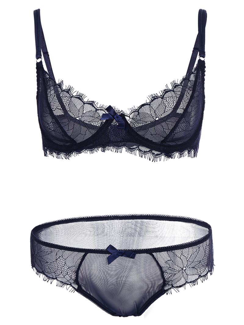 Off Ultra Thin Transparent Bra Set Rosegal