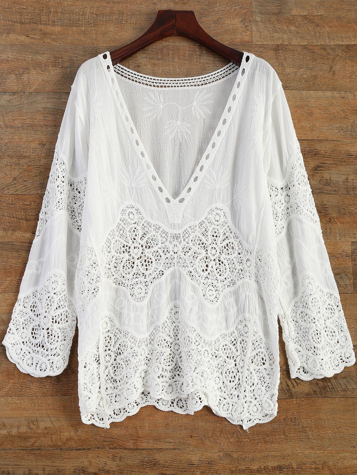 

Crochet Panel Beach Cover-Up, White