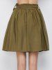 Button Up Belted Mini Skirt With Pockets -  