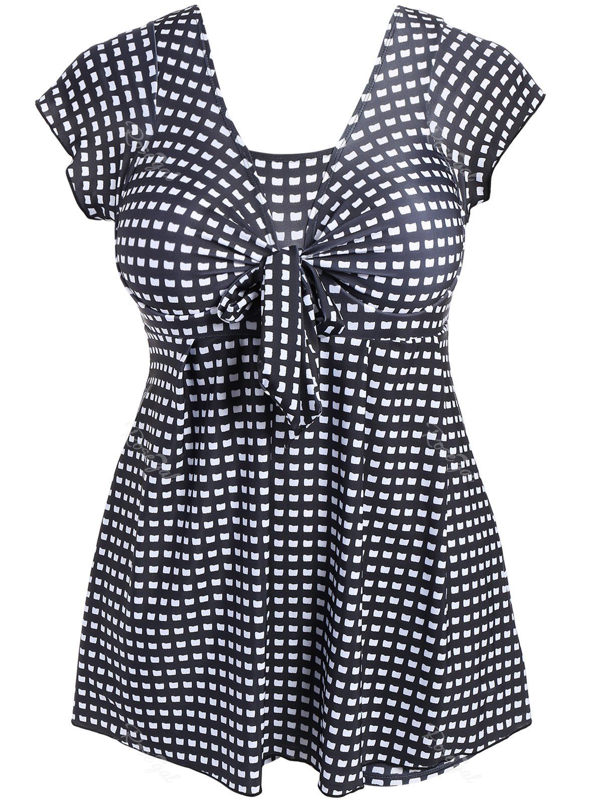 Black 6xl Plus Size Print One Piece Swimwear