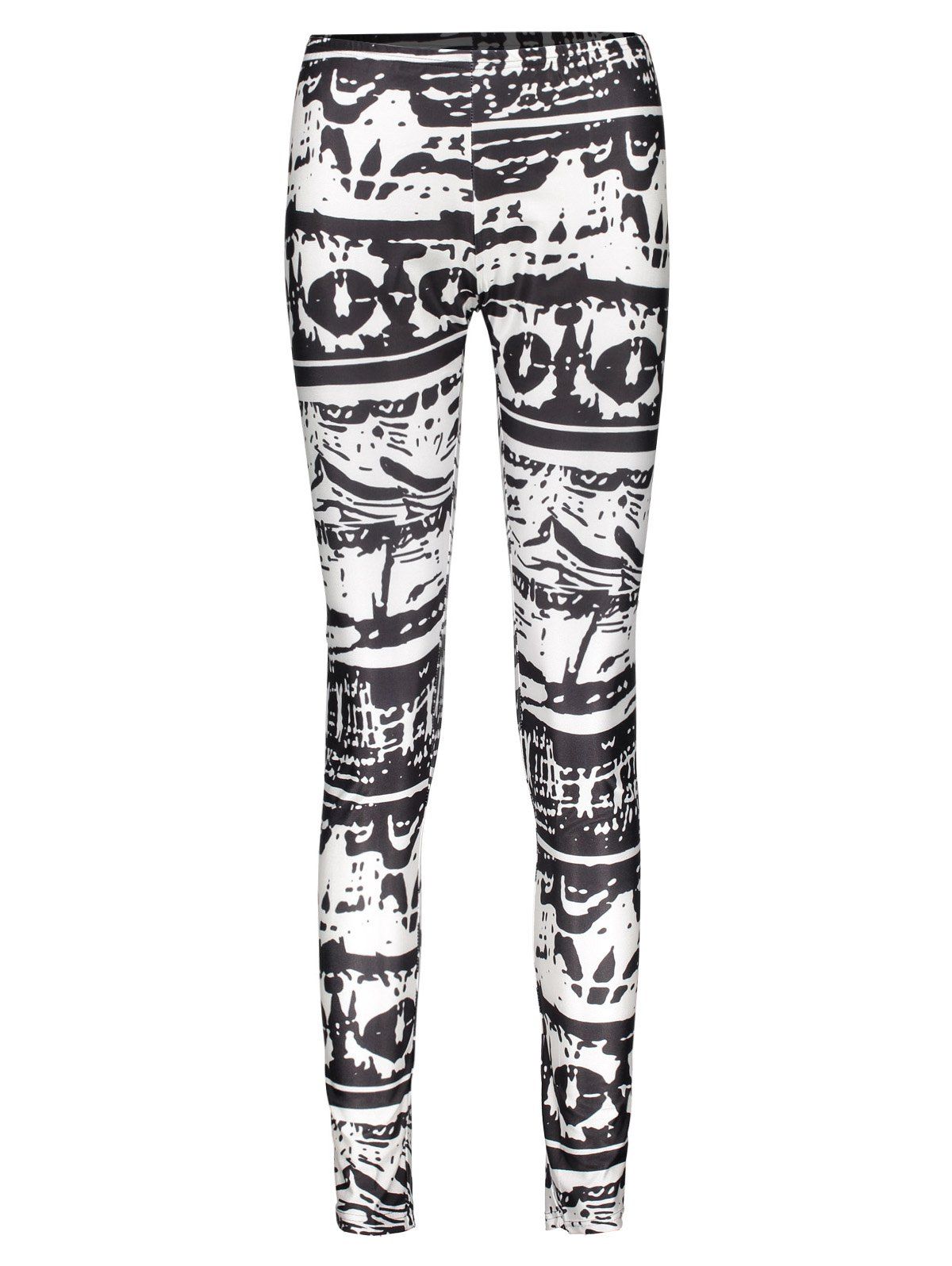 

Casual Abstract Printed Bodycon Leggings For Women, White and black