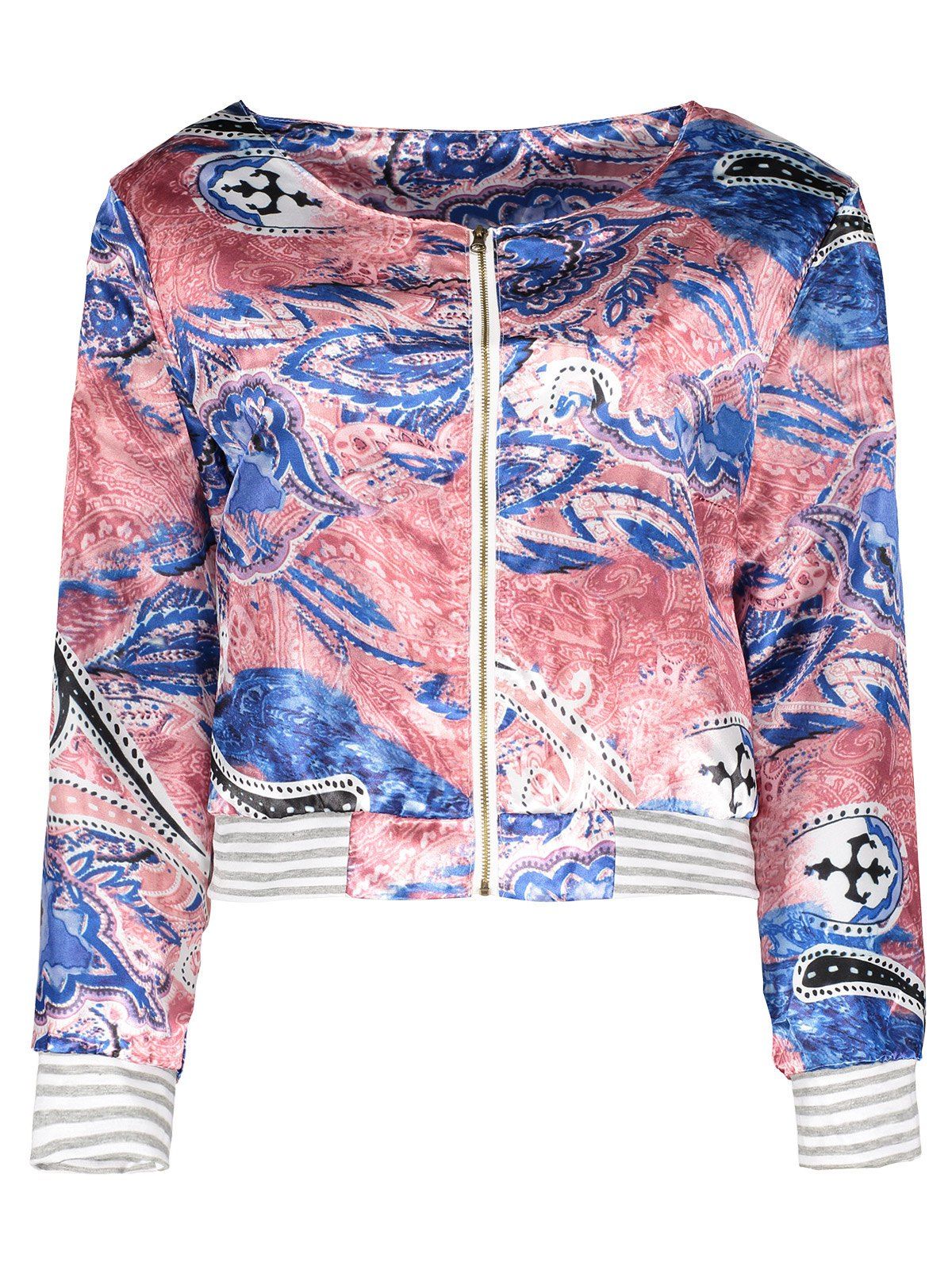 

Ethnic Scoop Neck Long Sleeve Print Loose-Fitting Jacket For Women, Colormix