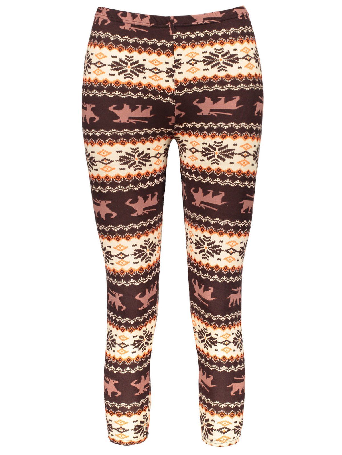 

Chic Hit Color Print Stretchy Leggings For Women, Colormix