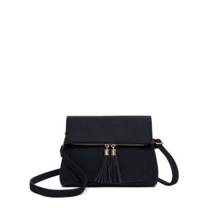 Suede Tassel Flapped Crossbody Bag