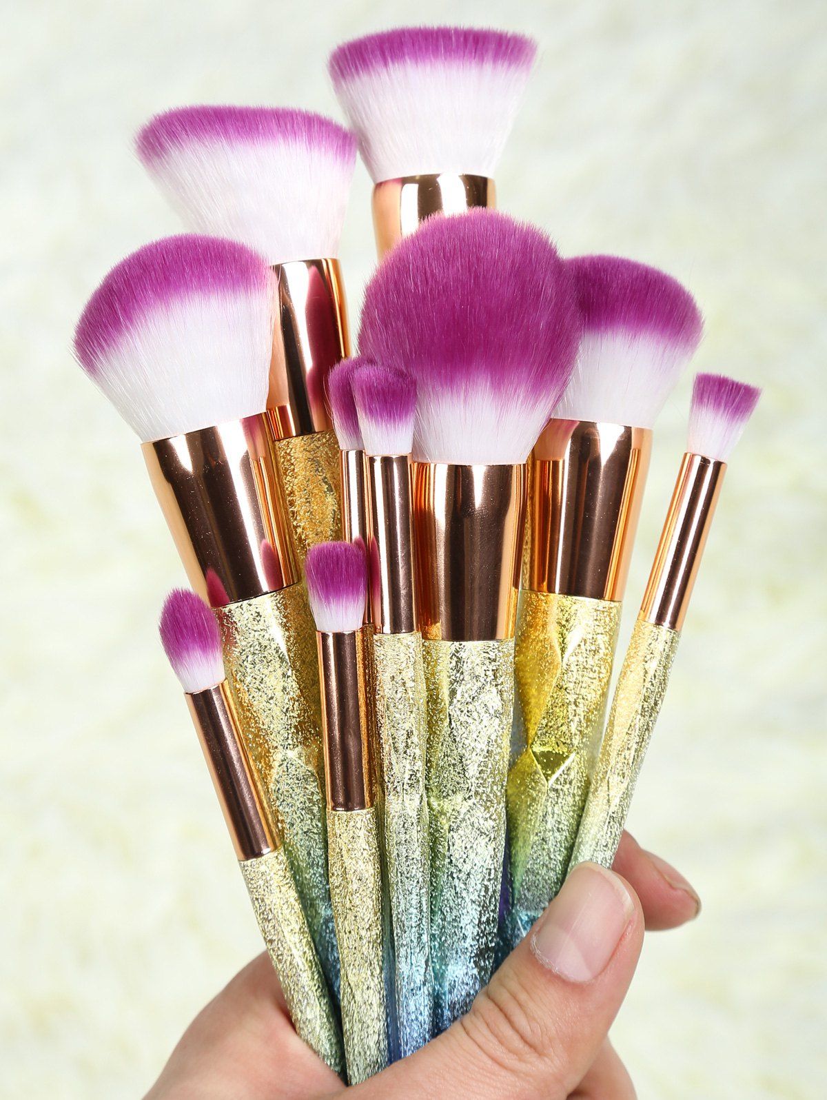 

Ombre Glitter Makeup Brushes Set, Rose gold