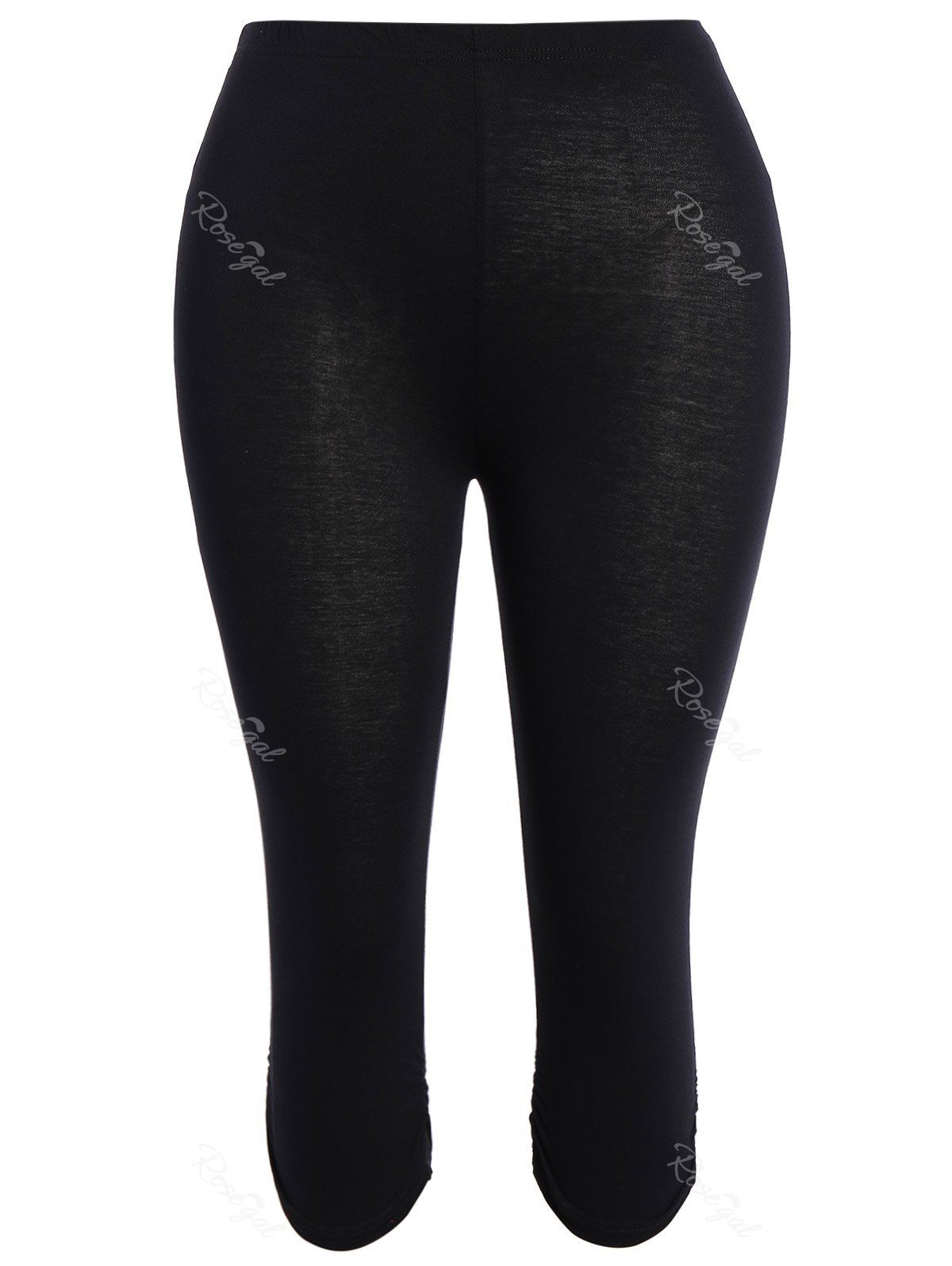 [27 OFF] Plus Size Supper Stretchy Ruched Capri Sporty Pants Rosegal