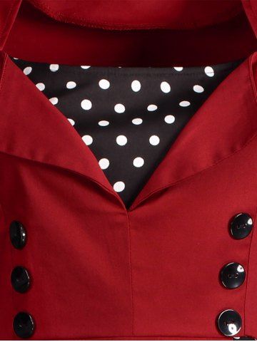 

Sleeveless Polka Dot Retro Corset A Line Dress, Wine red